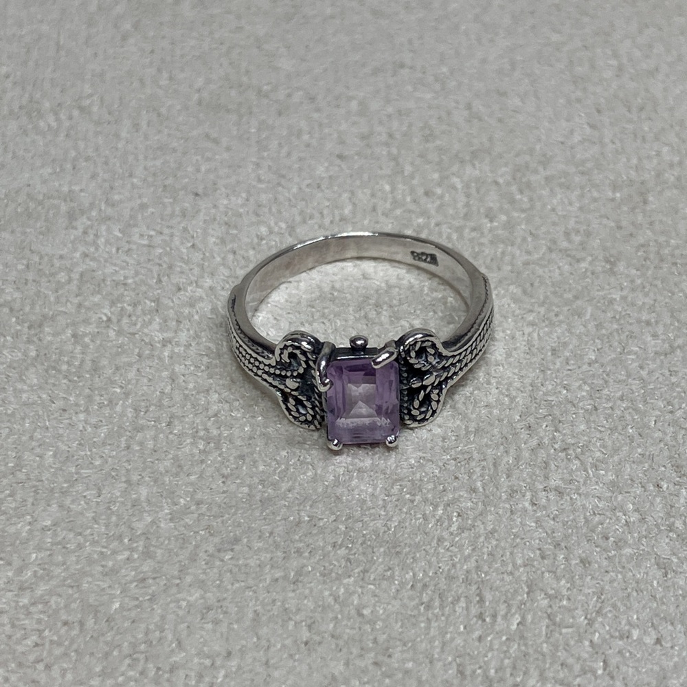 Sterling Silver Ring with Purple Gemstone